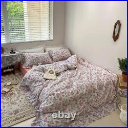 Vintage Ruffle Rose Flower Duvet Cover Bedding Set Comforter Cover Bed Sheet