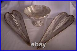 Vintage SET OF 3 ROYAL HAEGER MATCHING PIECES. 2 ASHTRAYS & Compote 22kt G Tweed