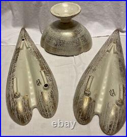 Vintage SET OF 3 ROYAL HAEGER MATCHING PIECES. 2 ASHTRAYS & Compote 22kt G Tweed