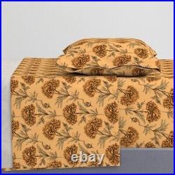 Vintage Wildflower Gold Traditional 100% Cotton Sateen Sheet Set by Spoonflower