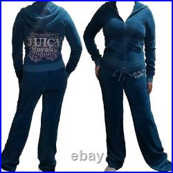Vintage Y2k Juicy Couture TrackSuit Set Matching Blue XS Small Jacket Pants Rare