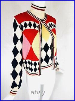 Vintage c1990s GIANNI VERSACE COUTURE Harlequin Twin Set Sweater Cardigan, S