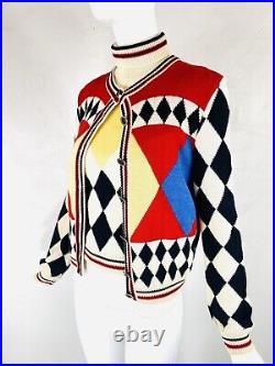 Vintage c1990s GIANNI VERSACE COUTURE Harlequin Twin Set Sweater Cardigan, S