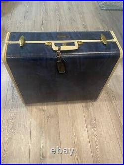 Vintage set of three matching pieces of Samsonite luggage marble blue 1950s