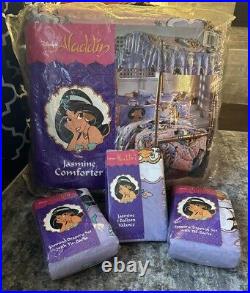 Vtg 90s Disney Jasmine Comforter NEW Sealed! RARE w 2 Curtain Sets & Valance NEW