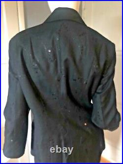 Vtg 90s RICHARD TYLER Black VIRGIN WOOL Embroidery SEQUIN MATCHING SET Suit READ