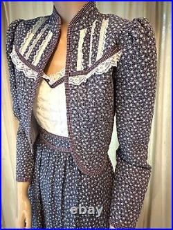 Vtg GUNNE SAX Jessica SunDress Matching Quilted Jacket Set