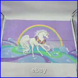 Vtg Sears Young At Heart TWIN Flat, Fitted Sheet, Pillowcase 80s Unicorn Rainbow