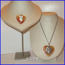 Vtg Wwii Lucite Sweetheart Matching Set Army Forget Me Not Necklace Bakelite Era